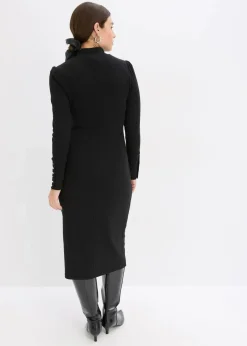 bonprix Bekleidung·Pullover & Strickjacken|Kleider^Ripp-Jerseykleid aus Viskose-mix schwarz