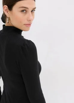 bonprix Bekleidung·Pullover & Strickjacken|Kleider^Ripp-Jerseykleid aus Viskose-mix schwarz