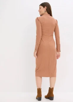 bonprix Kleider|Bekleidung·Pullover & Strickjacken^Ripp-Jerseykleid aus Viskose-mix schokosorbet