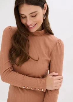 bonprix Kleider|Bekleidung·Pullover & Strickjacken^Ripp-Jerseykleid aus Viskose-mix schokosorbet