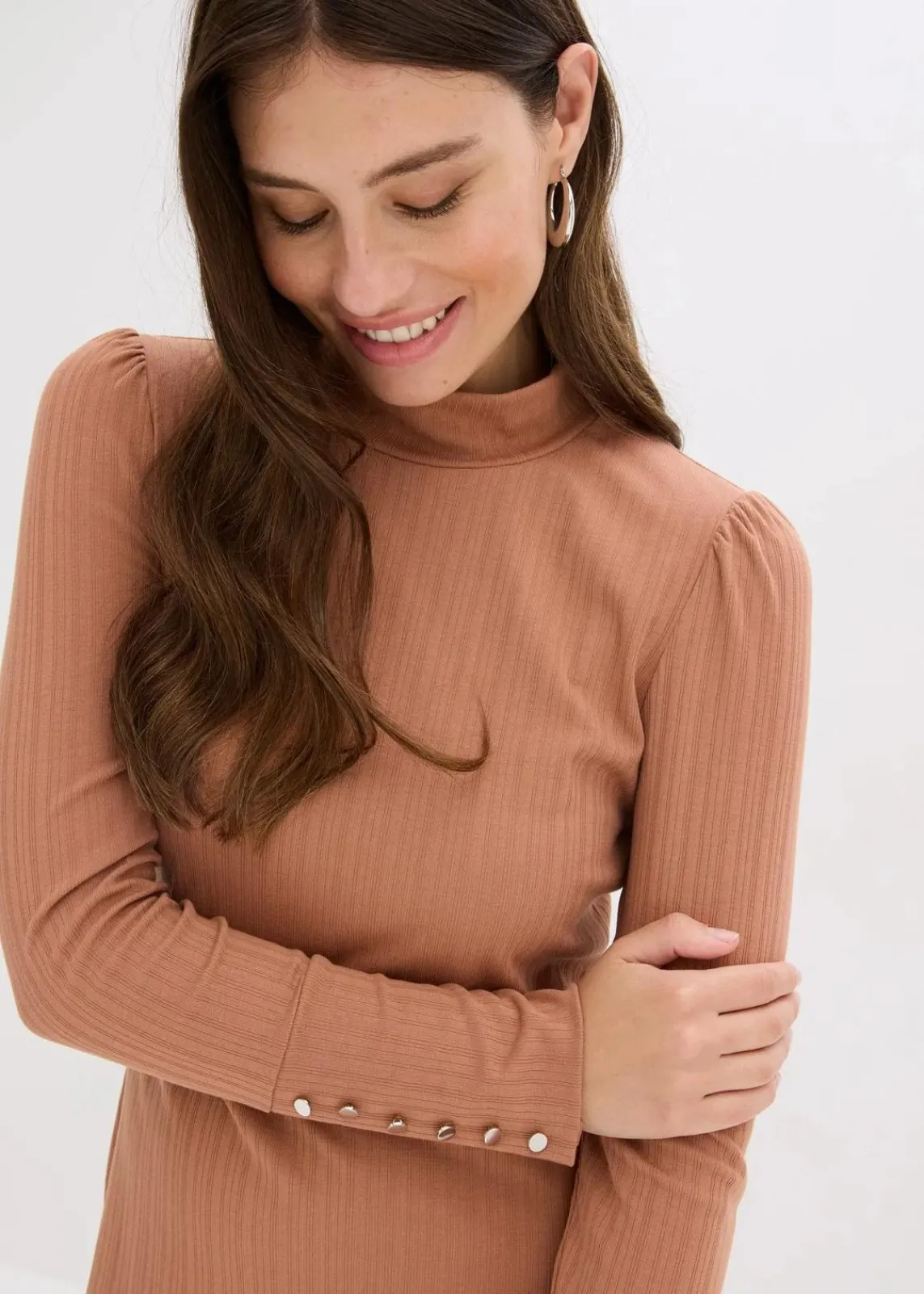 bonprix Kleider|Bekleidung·Pullover & Strickjacken^Ripp-Jerseykleid aus Viskose-mix schokosorbet