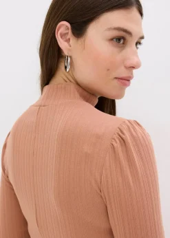bonprix Kleider|Bekleidung·Pullover & Strickjacken^Ripp-Jerseykleid aus Viskose-mix schokosorbet