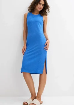 bonprix Nachhaltigere Materialien|Kleider^Rippkleid mit seitlichen Schlitzen aus Viskose-Mix arktikblau meliert