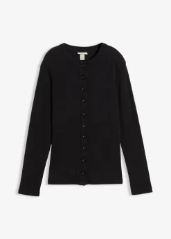 bonprix Bekleidung·Röcke|Basics^Ripp-Langarmshirt aus reiner Baumwolle schwarz