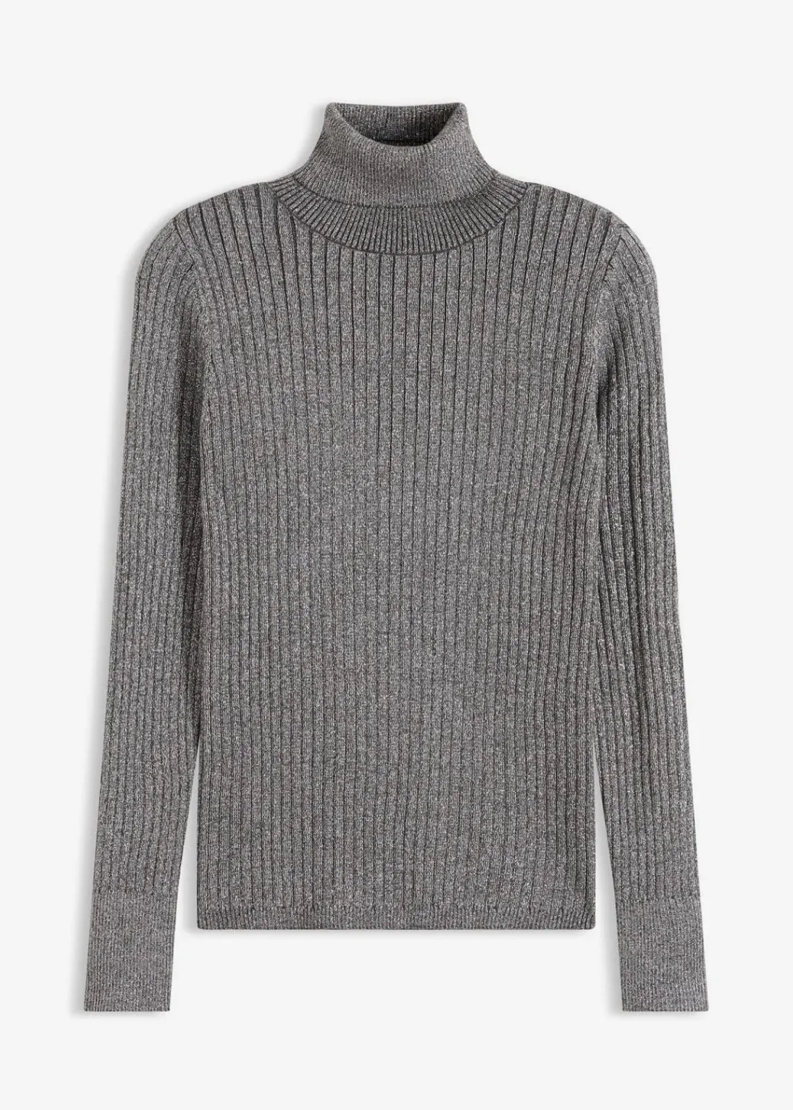 bonprix Pullover & Strickjacken|Strickmode^Ripp-Pullover anthrazit/silber