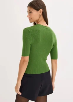 bonprix Pullover & Strickjacken|Strickmode^Ripp-Pullover forstgrün
