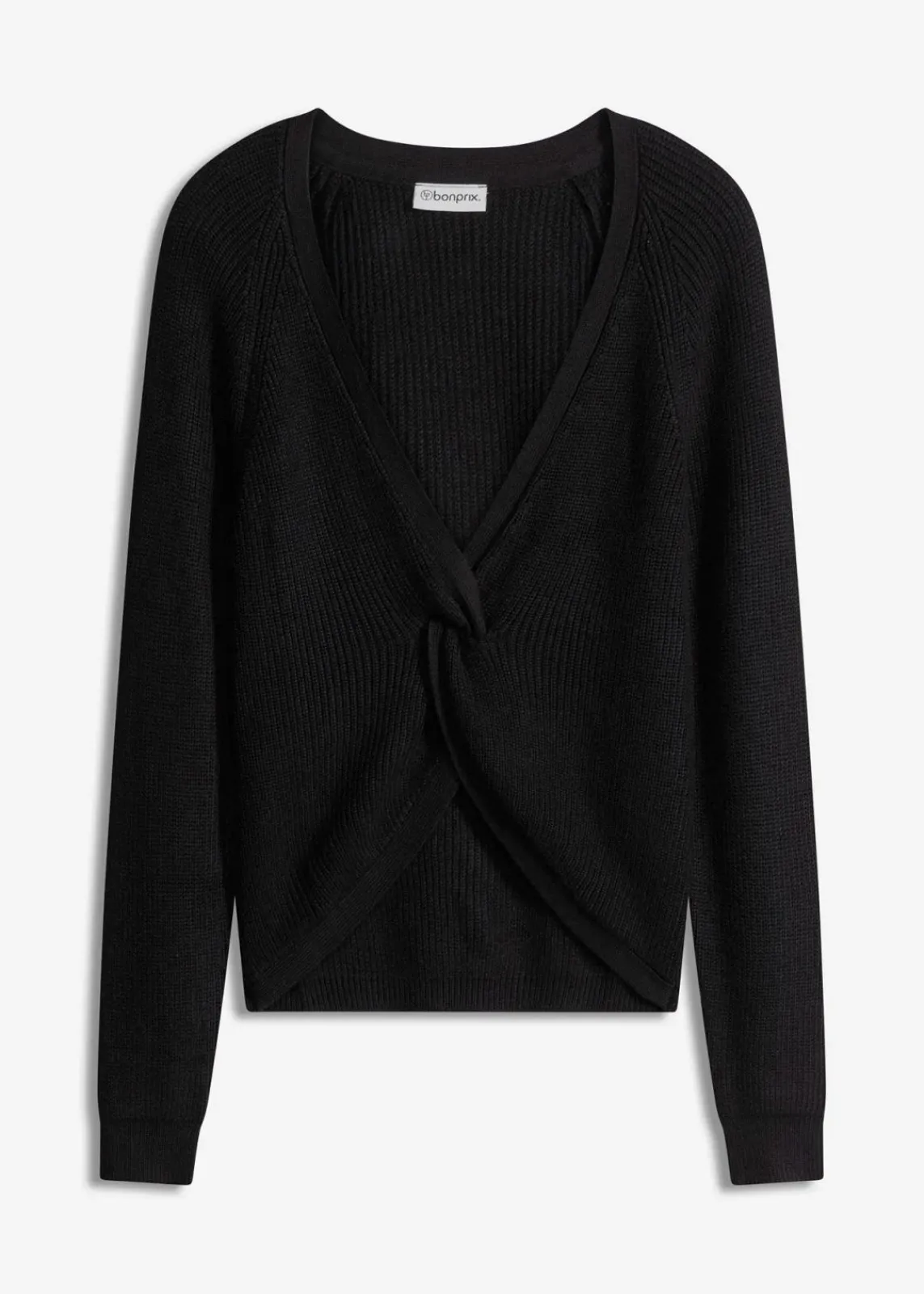 bonprix Pullover & Strickjacken|Strickmode^Ripp-Pullover aus fließendem Viskose-Mix schwarz