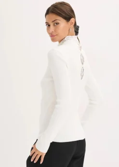 bonprix Bekleidung·Umstandsmode|Strickmode^Ripp-Pullover aus fließendem Viskose-Mix wollweiß