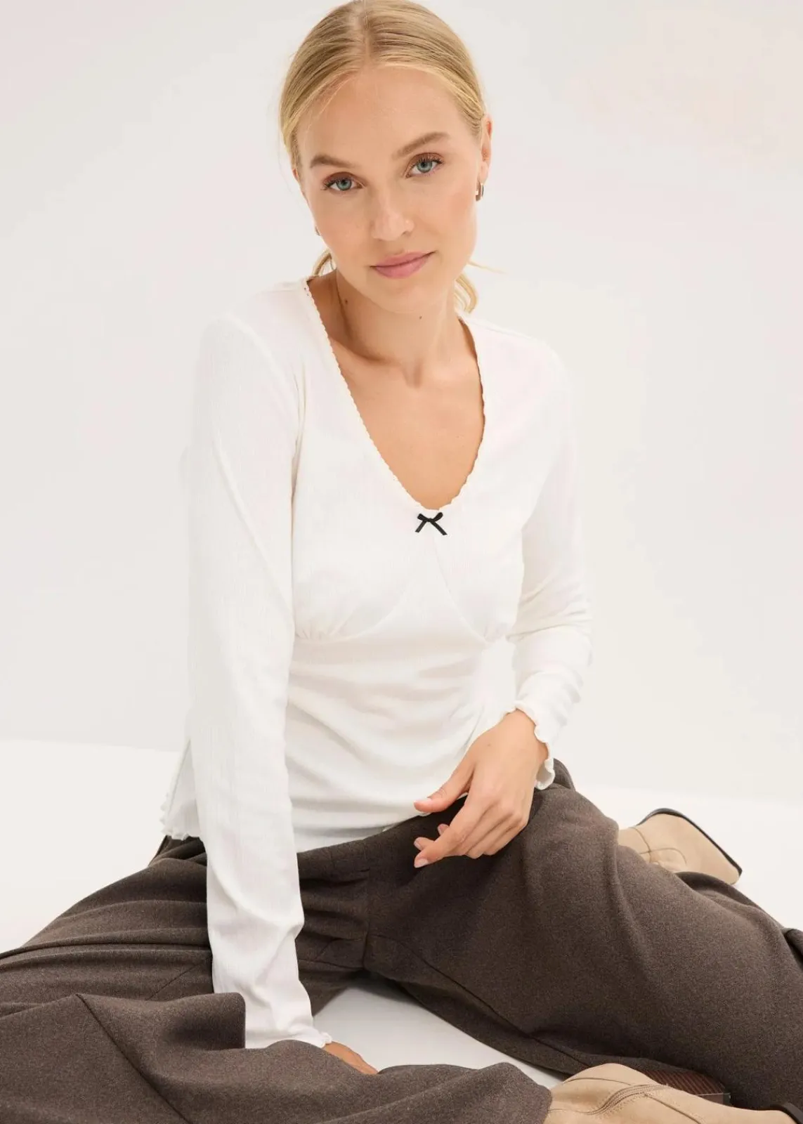 bonprix Shirts & Tops^Rippshirt wollweiß