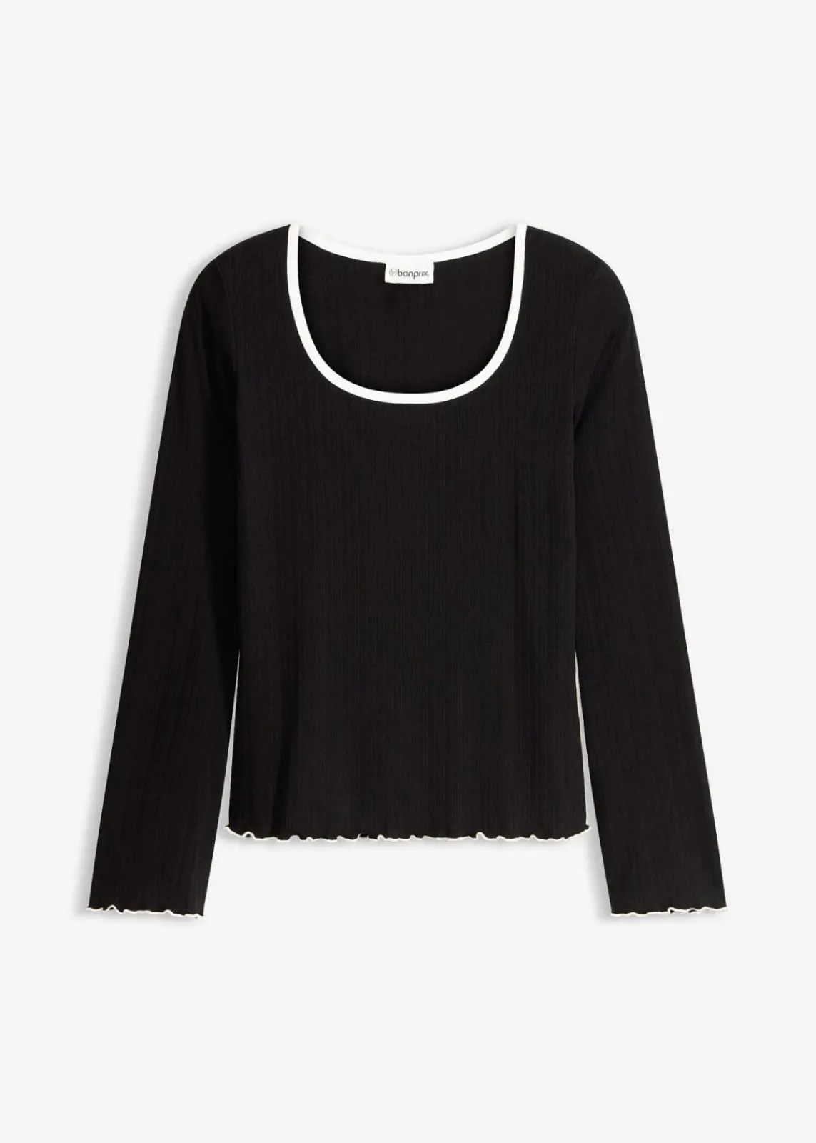 bonprix Shirts & Tops^Ripp-Shirt schwarz mit wollweiß