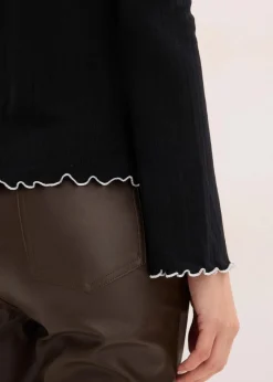 bonprix Shirts & Tops^Ripp-Shirt schwarz mit wollweiß