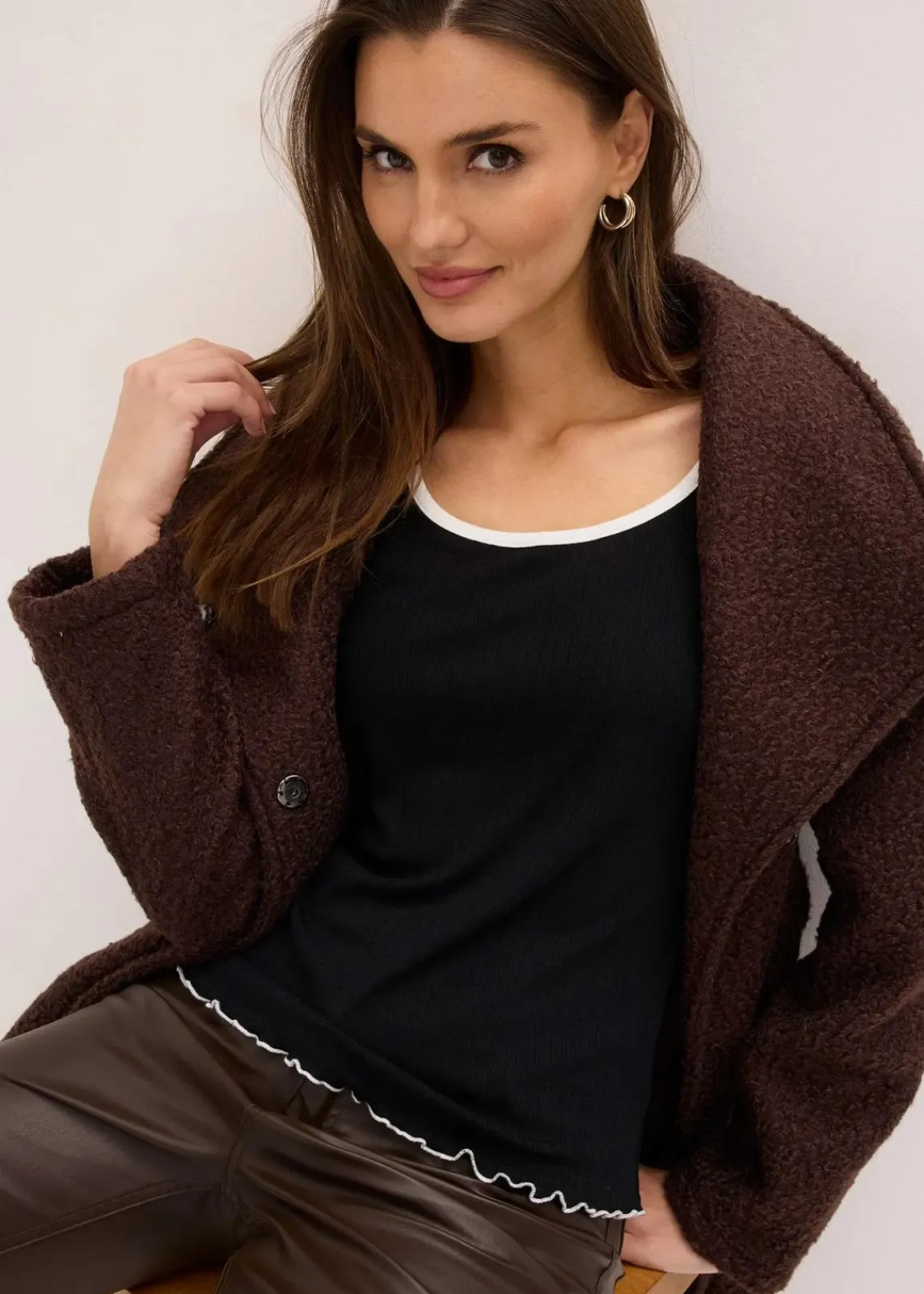 bonprix Shirts & Tops^Ripp-Shirt schwarz mit wollweiß