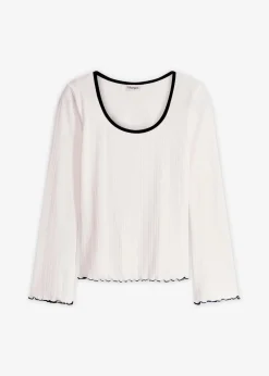bonprix Shirts & Tops^Ripp-Shirt wollweiß mit schwarz