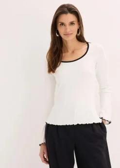 bonprix Shirts & Tops^Ripp-Shirt wollweiß mit schwarz