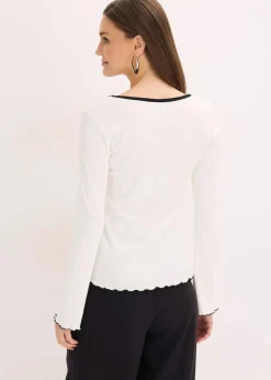 bonprix Shirts & Tops^Ripp-Shirt wollweiß mit schwarz