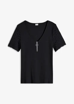 bonprix Shirts & Tops^Rippshirt aus Baumwolle schwarz
