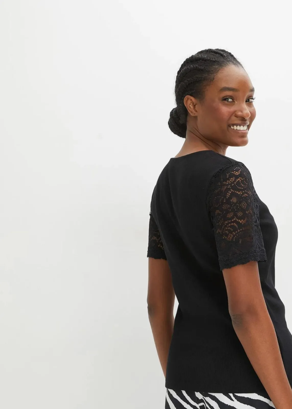 bonprix Shirts & Tops^Rippshirt aus Baumwolle schwarz