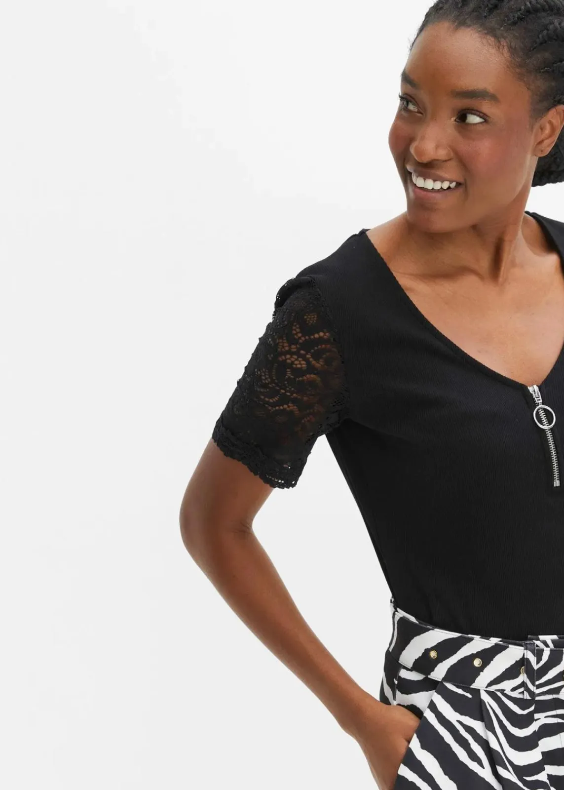bonprix Shirts & Tops^Rippshirt aus Baumwolle schwarz
