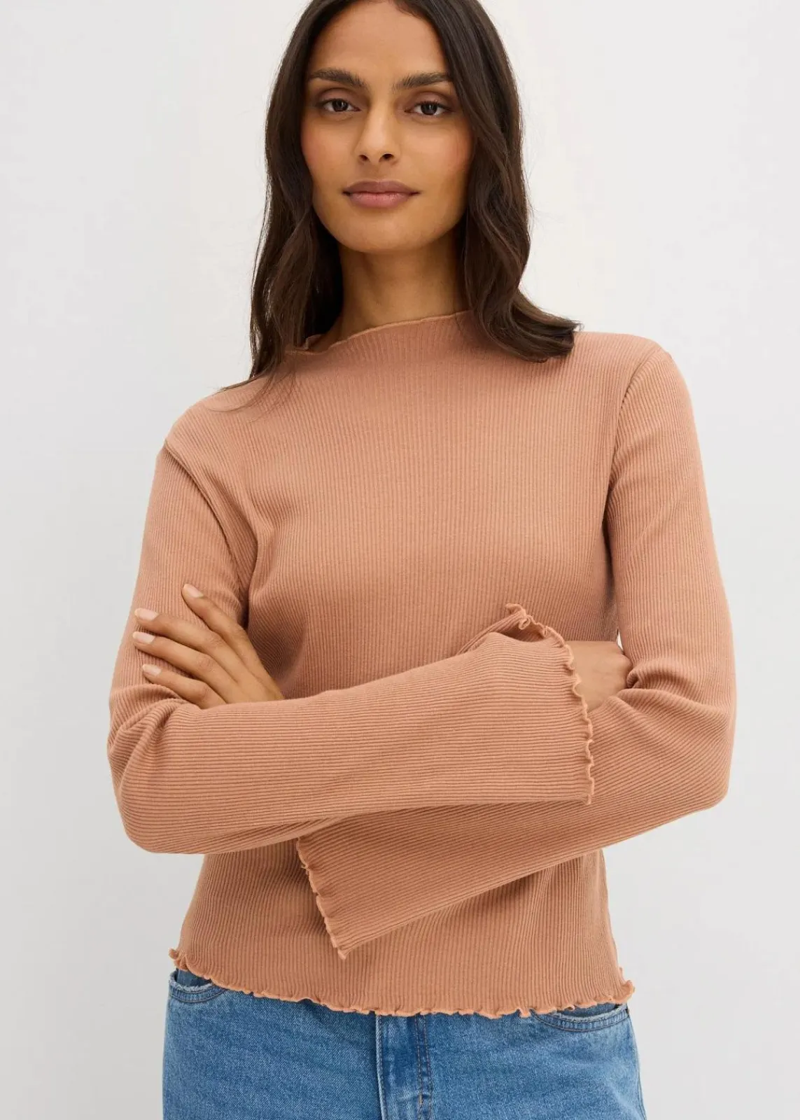 bonprix Shirts & Tops^Rippshirt aus reiner Baumwolle schokosorbet