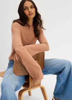 bonprix Shirts & Tops^Rippshirt aus reiner Baumwolle schokosorbet