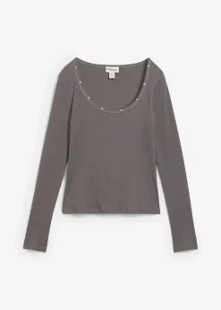 bonprix Shirts & Tops|Nachhaltigere Materialien^Rippshirt aus reiner Bio-Baumwolle grau washed