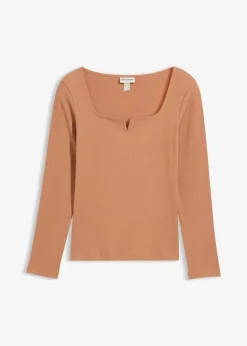 bonprix Nachhaltigere Materialien^Rippshirt aus reiner Bio-Baumwolle schokosorbet