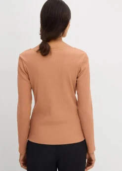 bonprix Nachhaltigere Materialien^Rippshirt aus reiner Bio-Baumwolle schokosorbet
