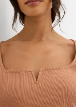 bonprix Nachhaltigere Materialien^Rippshirt aus reiner Bio-Baumwolle schokosorbet