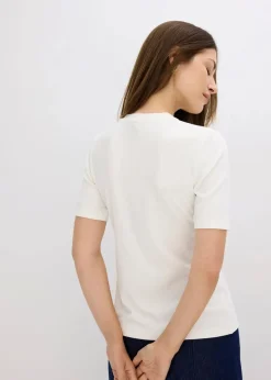 bonprix Shirts & Tops^Rippshirt aus softem Viskose-Mix wollweiß