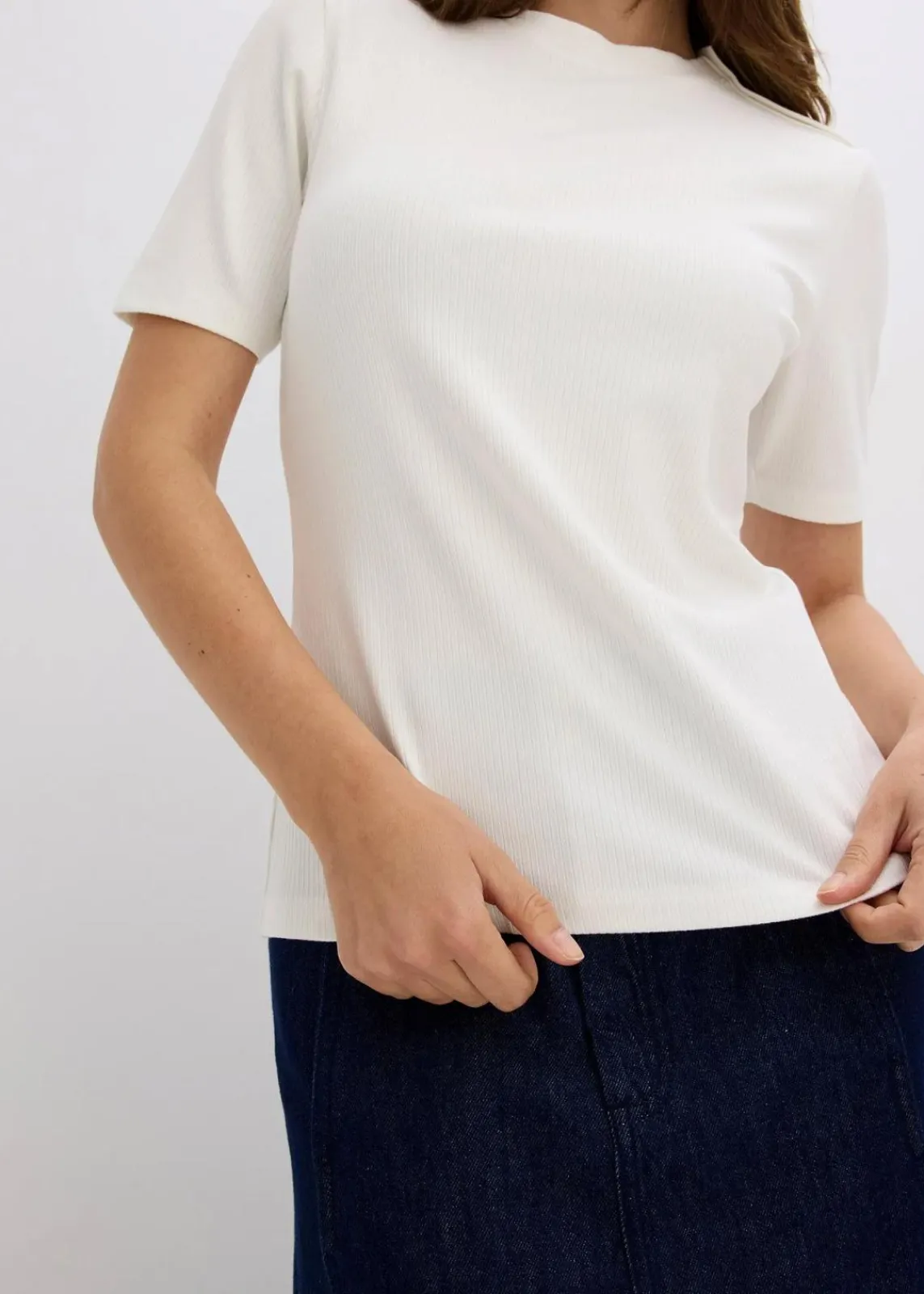 bonprix Shirts & Tops^Rippshirt aus softem Viskose-Mix wollweiß