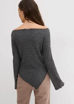 bonprix Shirts & Tops^Rippshirt aus softem Viskose-Mix anthrazit meliert
