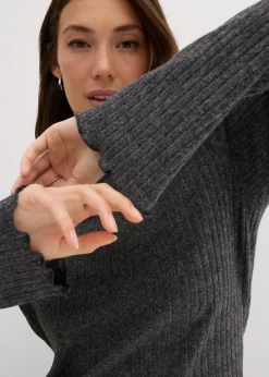 bonprix Shirts & Tops^Rippshirt aus softem Viskose-Mix anthrazit meliert