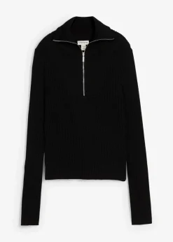 bonprix Shirts & Tops|Nachhaltigere Materialien^Rippshirt aus softem Viskose-Mix schwarz