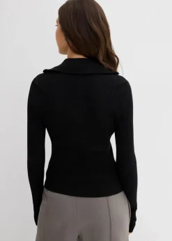 bonprix Shirts & Tops|Nachhaltigere Materialien^Rippshirt aus softem Viskose-Mix schwarz