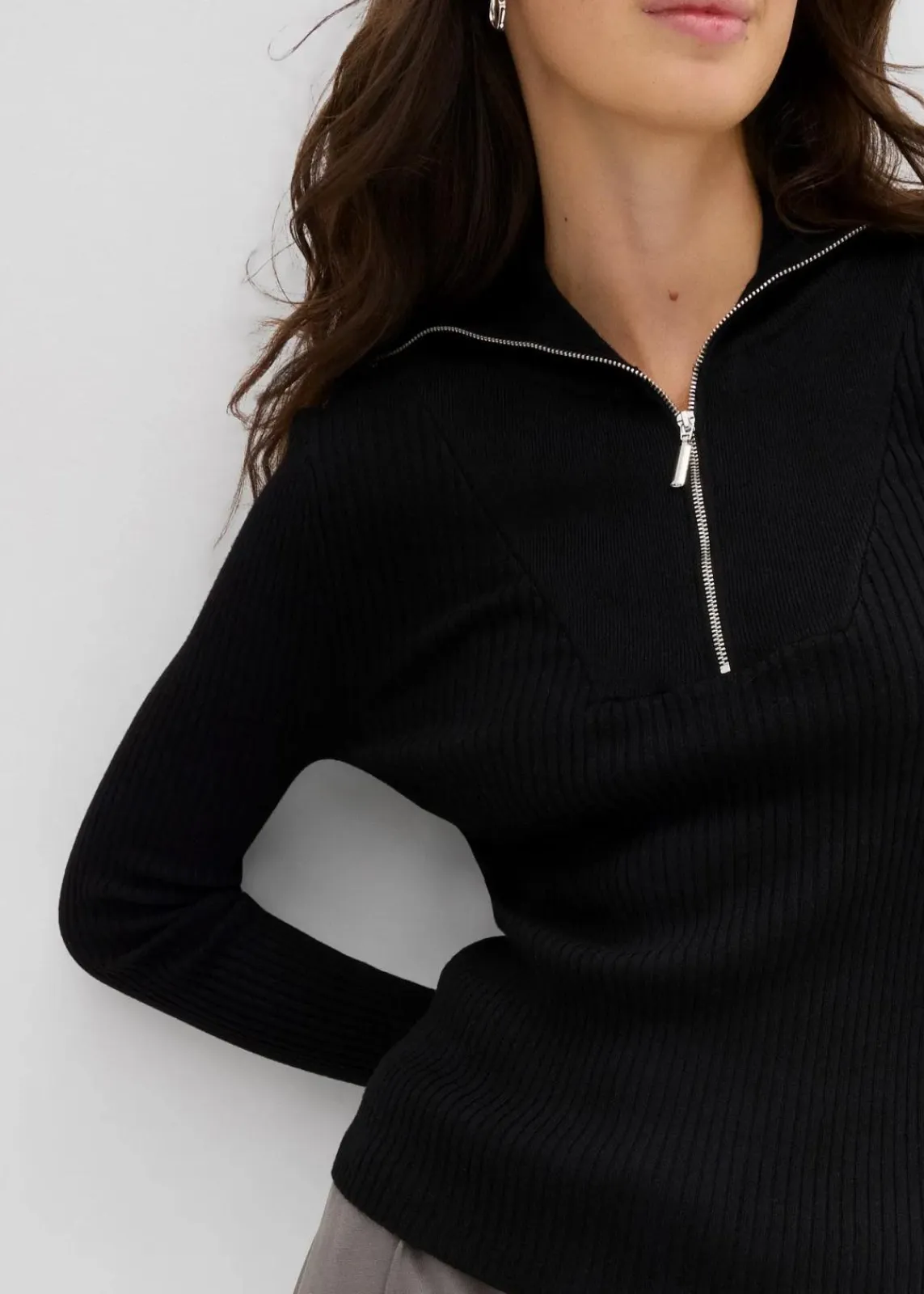 bonprix Shirts & Tops|Nachhaltigere Materialien^Rippshirt aus softem Viskose-Mix schwarz