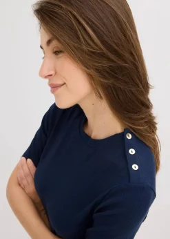 bonprix Shirts & Tops^Rippshirt aus softem Viskose-Mix dunkelblau