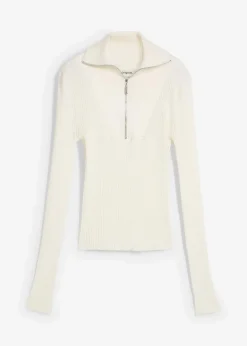 bonprix Nachhaltigere Materialien|Shirts & Tops^Rippshirt aus softem Viskose-Mix wollweiß