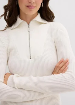 bonprix Nachhaltigere Materialien|Shirts & Tops^Rippshirt aus softem Viskose-Mix wollweiß