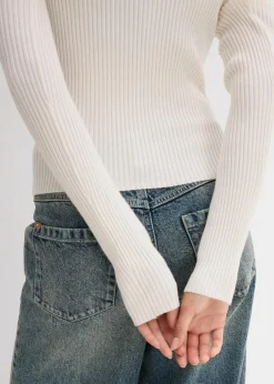 bonprix Nachhaltigere Materialien|Shirts & Tops^Rippshirt aus softem Viskose-Mix wollweiß