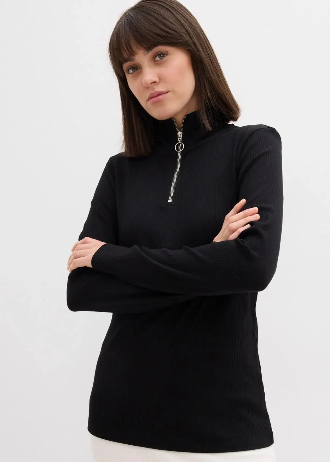 bonprix Shirts & Tops^Rippshirt aus softem Viskose-Mix schwarz