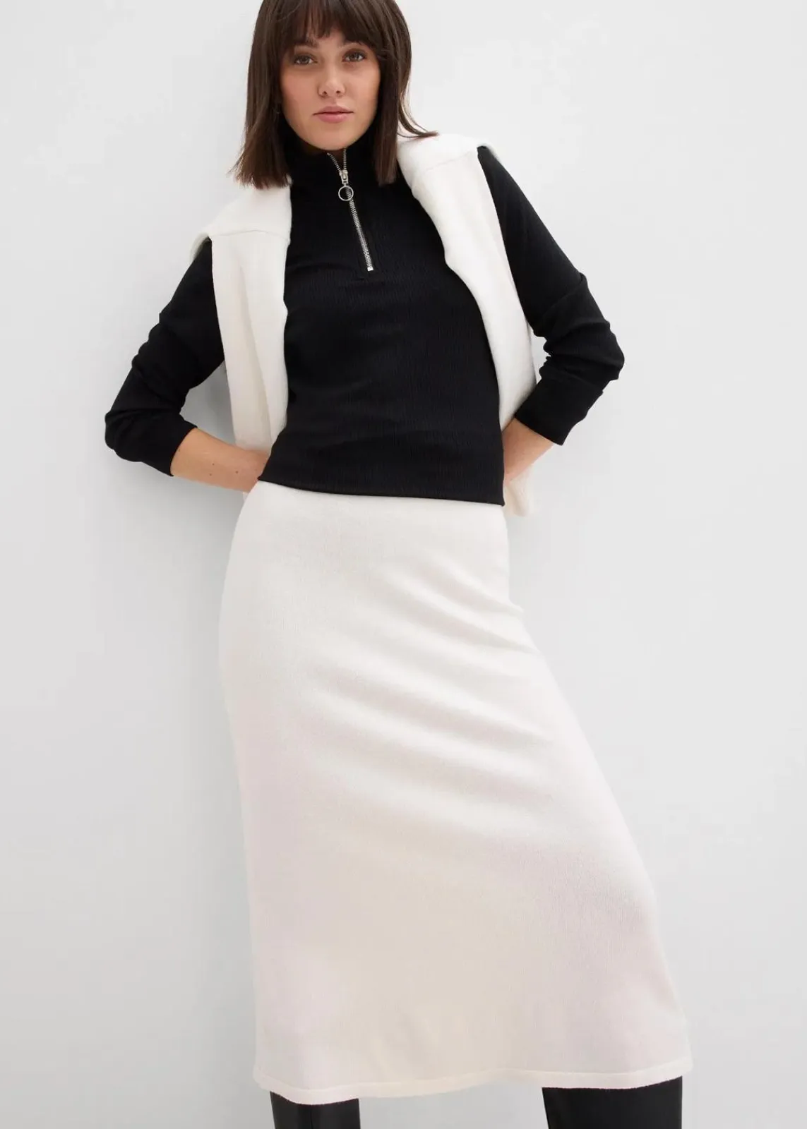 bonprix Shirts & Tops^Rippshirt aus softem Viskose-Mix schwarz