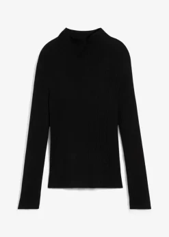 bonprix Shirts & Tops^Rippshirt aus Viskose-Mix schwarz