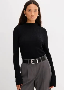 bonprix Shirts & Tops^Rippshirt aus Viskose-Mix schwarz