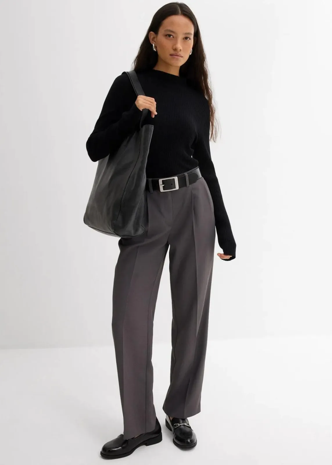 bonprix Shirts & Tops^Rippshirt aus Viskose-Mix schwarz