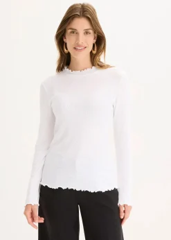 bonprix Shirts & Tops^Rippshirt aus Viskose-Mix weiß