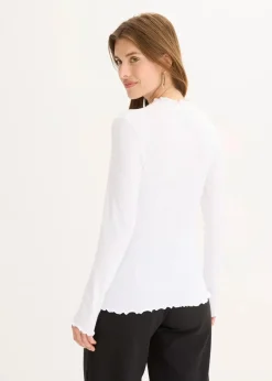 bonprix Shirts & Tops^Rippshirt aus Viskose-Mix weiß