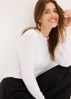bonprix Shirts & Tops^Rippshirt aus Viskose-Mix weiß