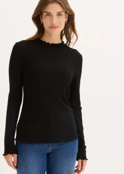bonprix Shirts & Tops^Rippshirt aus Viskose-Mix schwarz