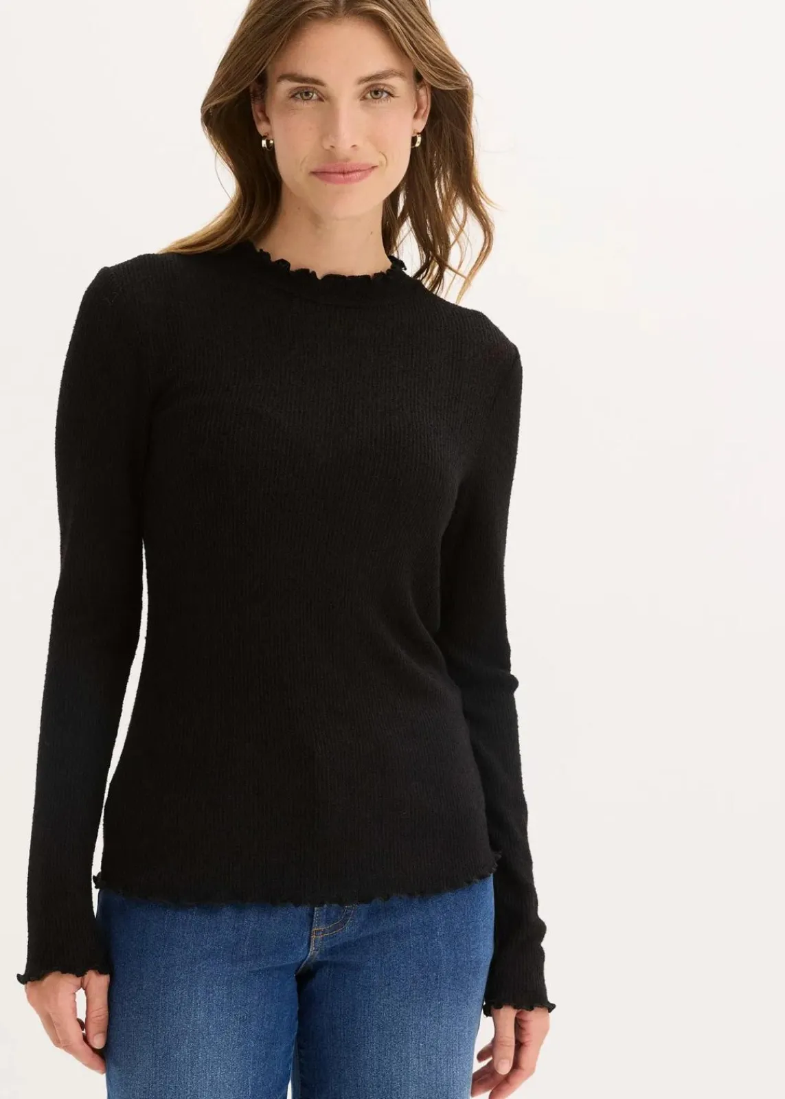 bonprix Shirts & Tops^Rippshirt aus Viskose-Mix schwarz