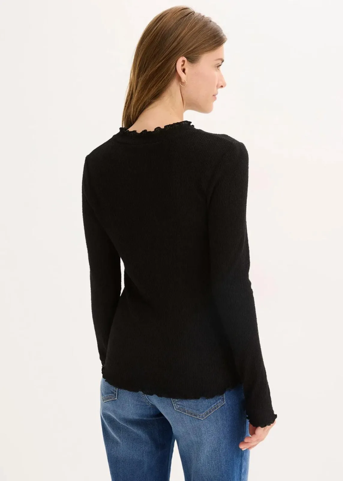 bonprix Shirts & Tops^Rippshirt aus Viskose-Mix schwarz